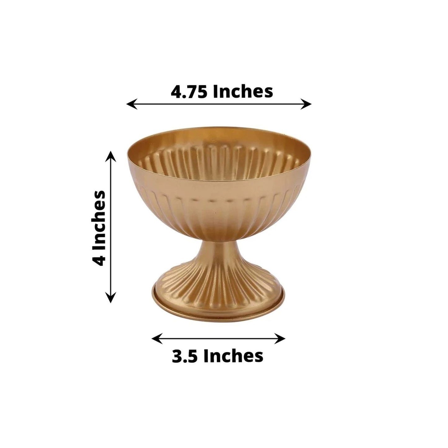 Home Collection 2-Pack Gold Ribbed Bowl-Style Mini Compote Vases 4"