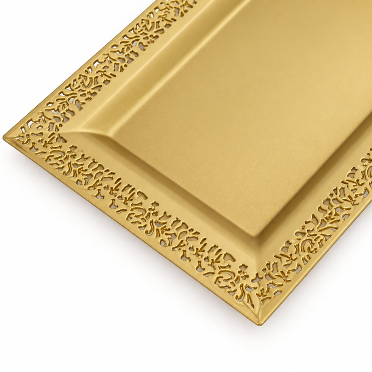Home Collection Pack of 4 Gold Plastic Rectangle Serving Trays 14"