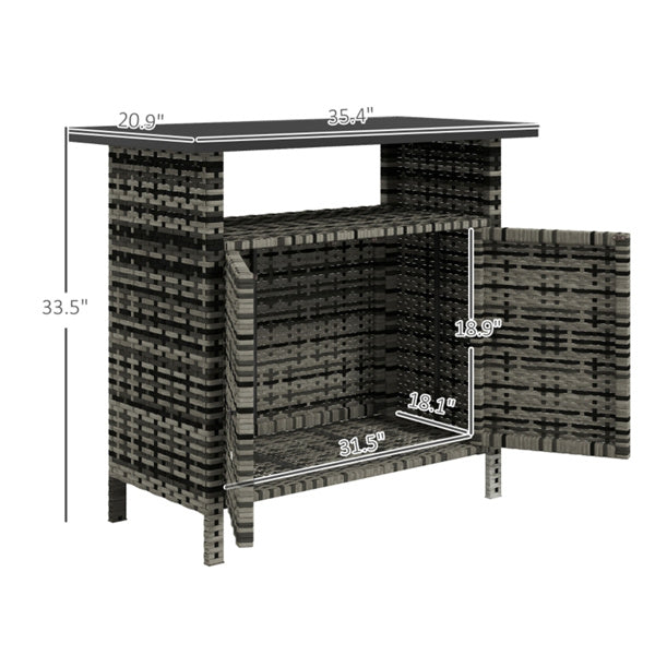 Outdoor Wicker Shoe Storage Cabinet with Tabletop