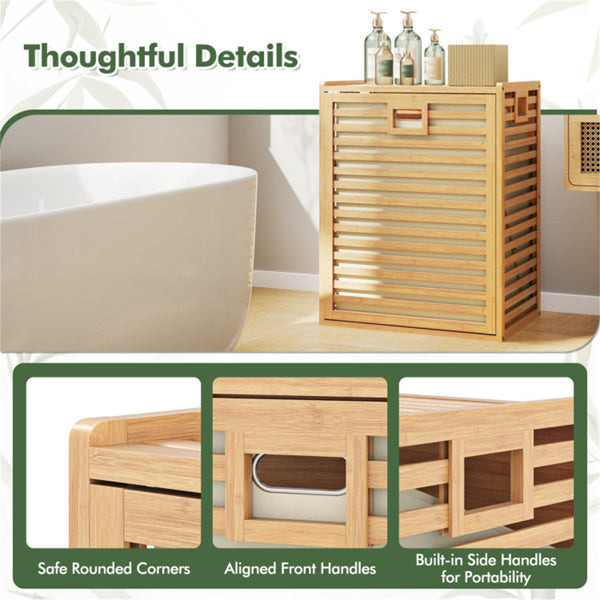 Bamboo Tilt-Out Laundry Hamper with Fabric Bin