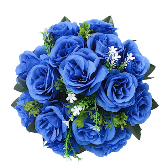 Royal Blue Silk Rose Flower Balls 2 Bouquets