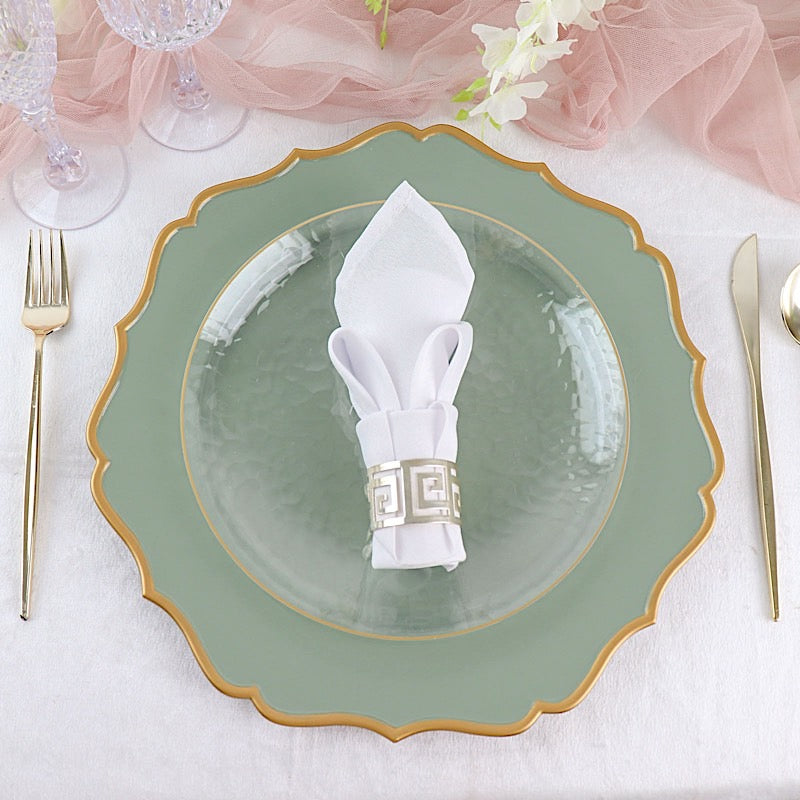 Home Collection 6 Pack 13" Acrylic Charger Plates with Scalloped Trim