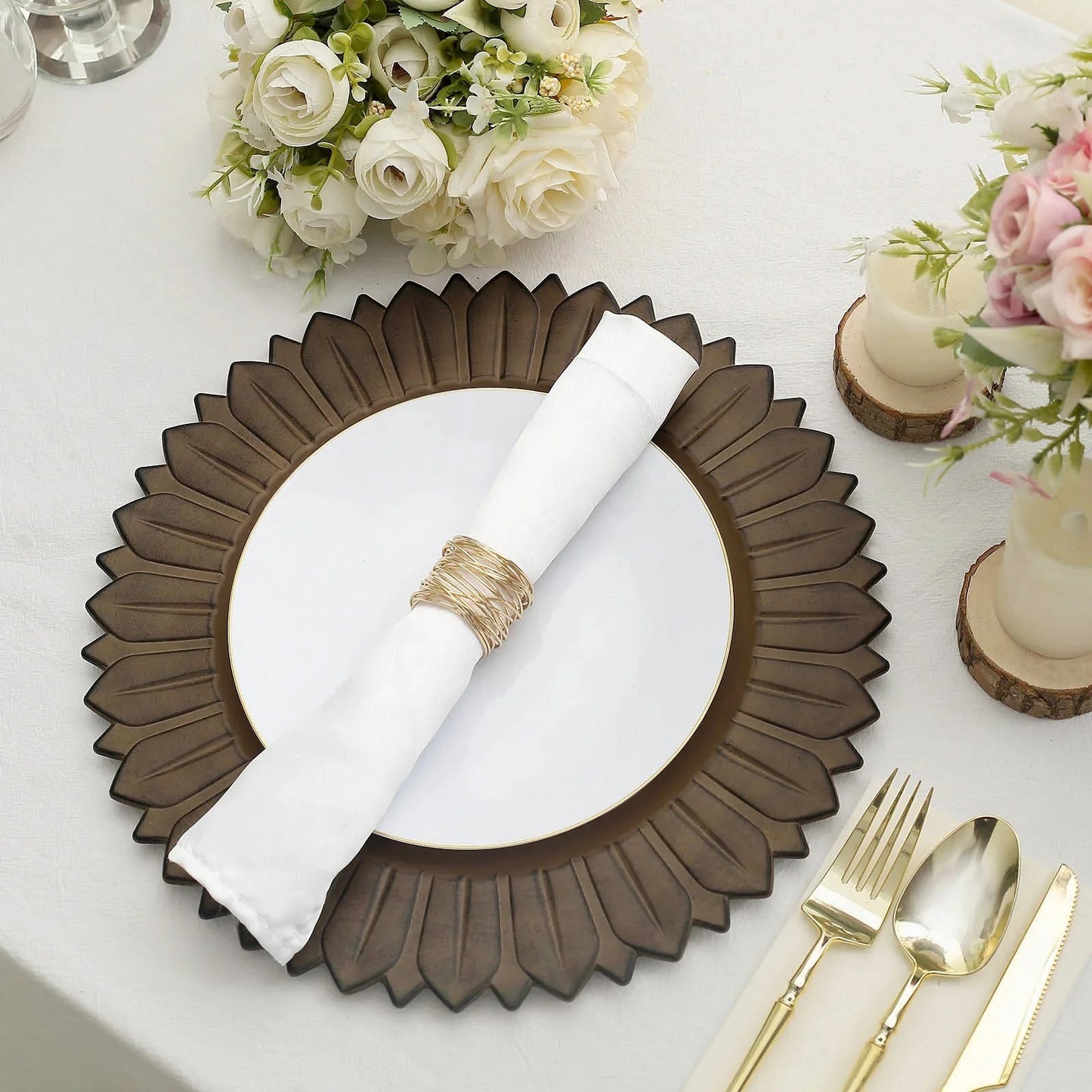 Home Collection 6-Pack Sunflower Design Round Dinner Charger Plates 13"