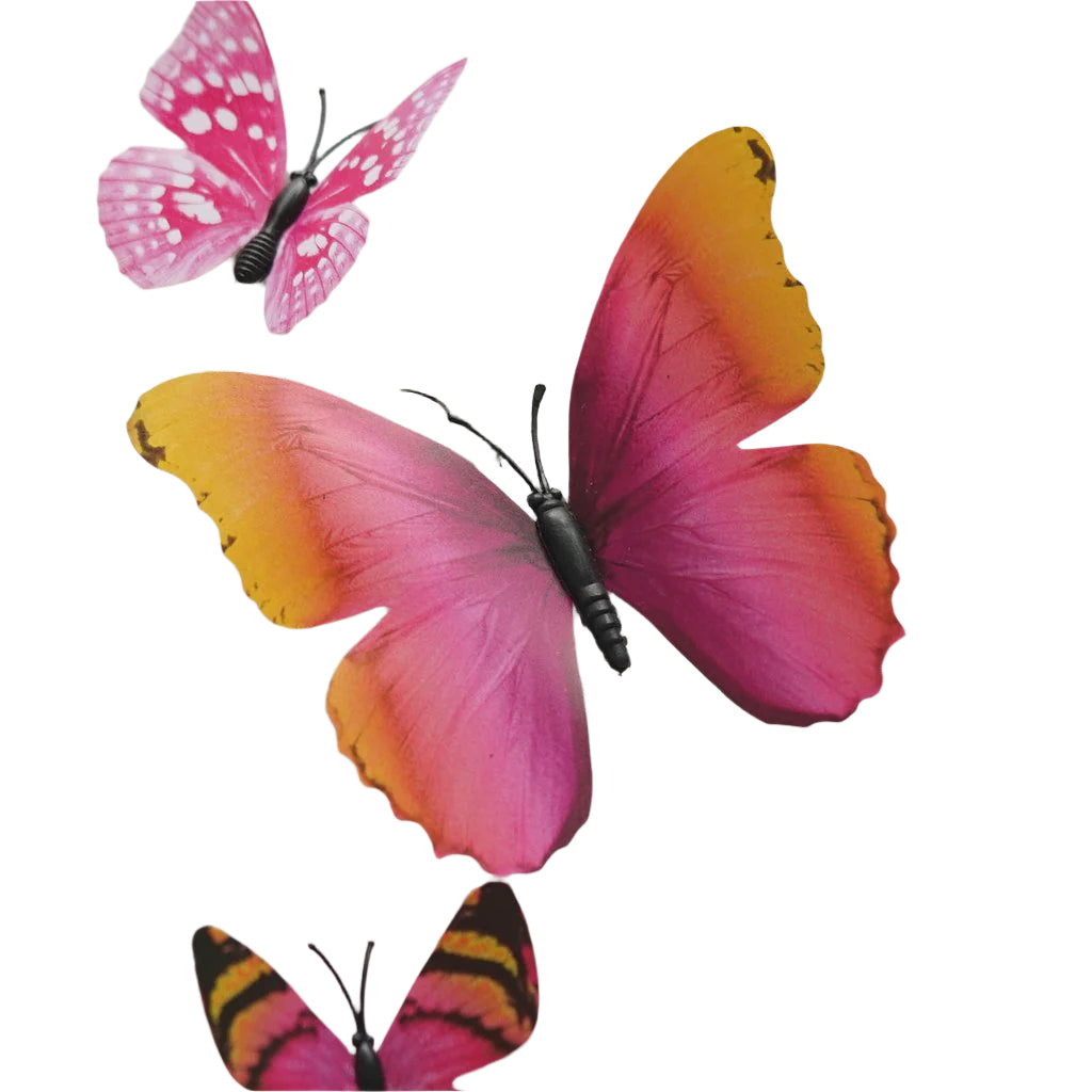 24 Pcs Pink 3D Butterfly Wall Decals