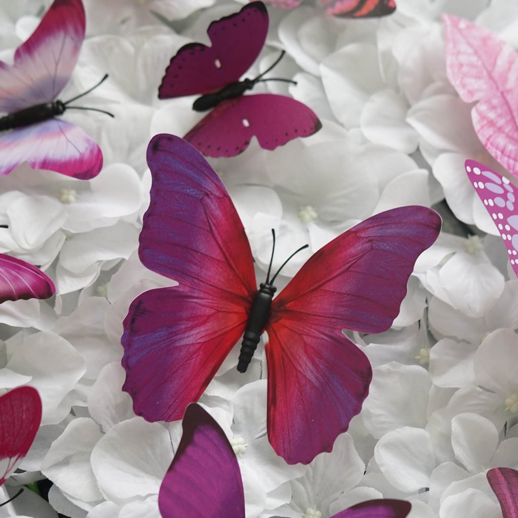 24 Pcs Pink 3D Butterfly Wall Decals