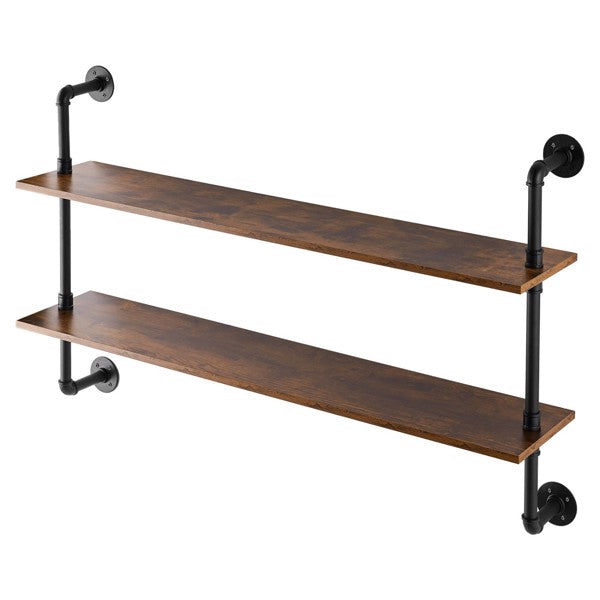 2-Tier Industrial Pipe Wall Shelf
