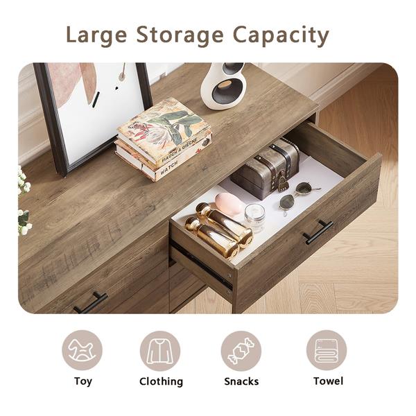 4-Drawer Chest Dresser TV Stand Rustic Walnut