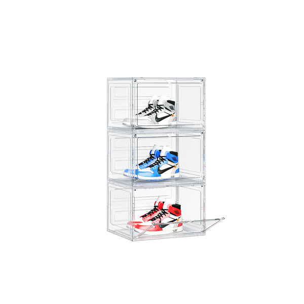 3-Piece White Plastic Mesh Modular Shoe Box Set