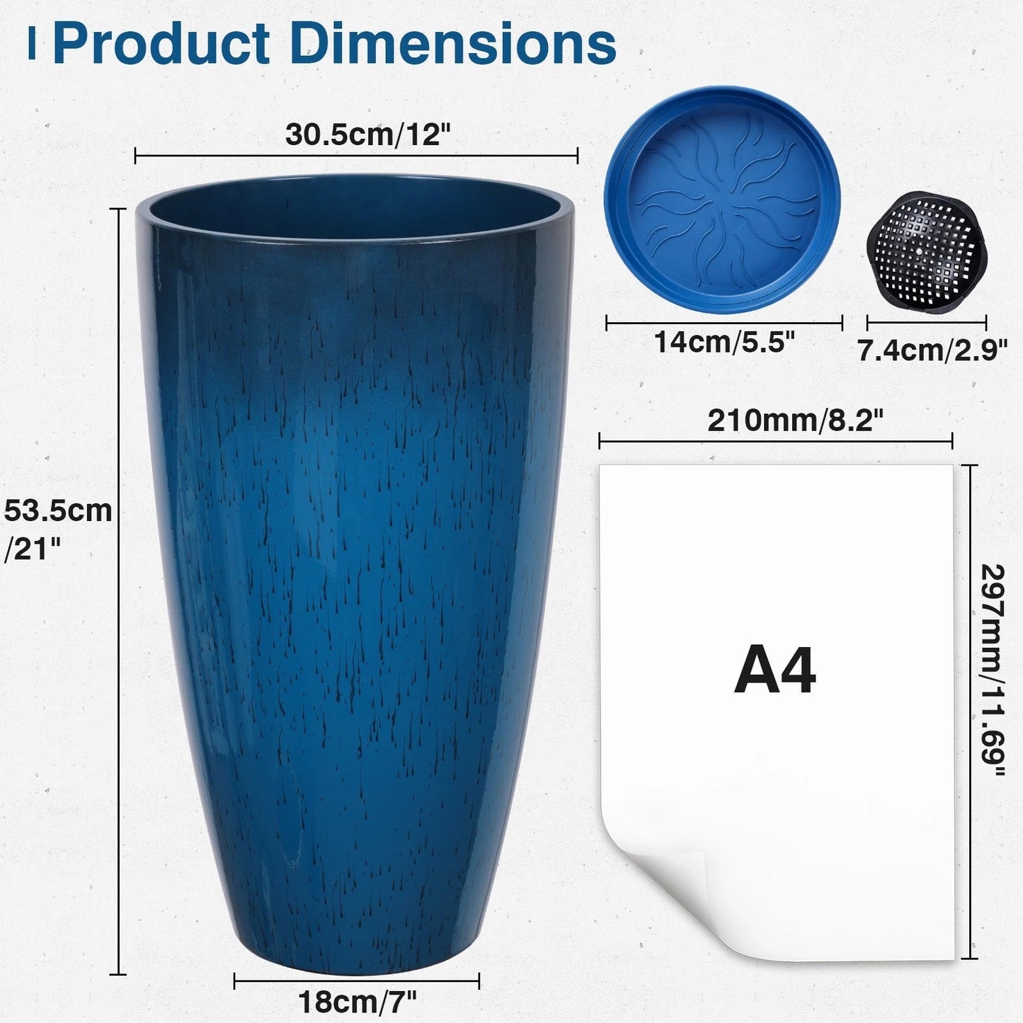 Home Collection 2-Pack 21" Tall Modern Resin Planters