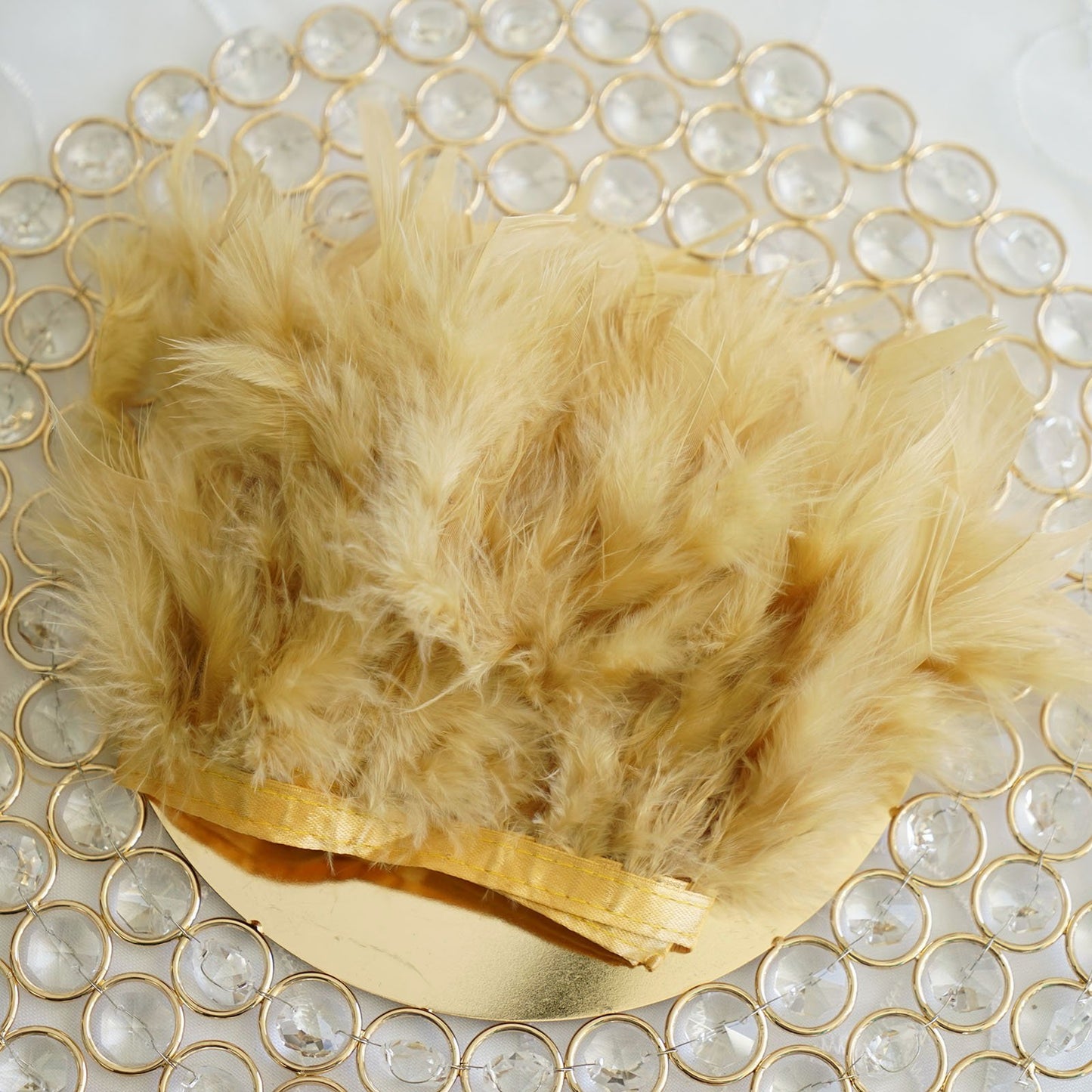 Home Collection 39" Natural Turkey Feather Trim with Satin Ribbon