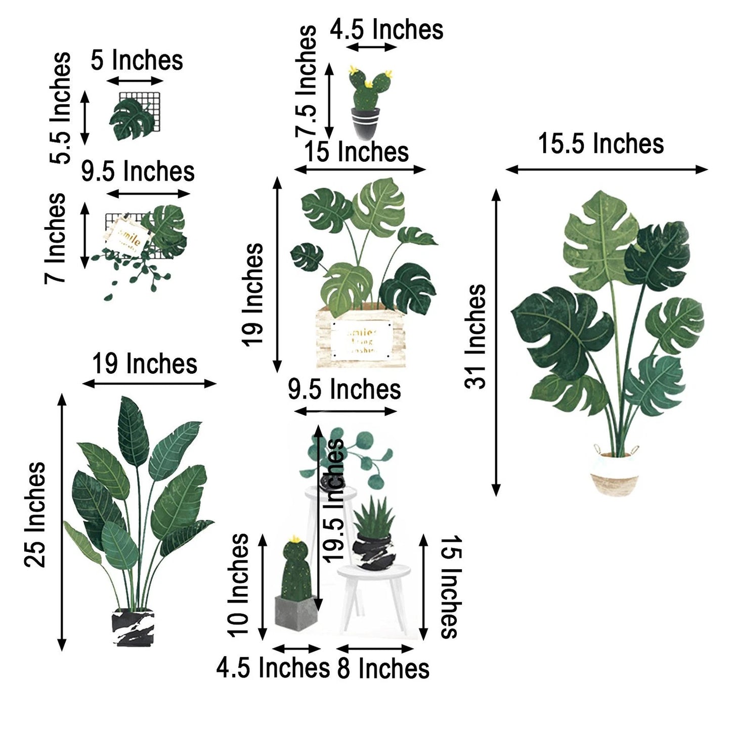 Home Collection Removable PVC Green Potted Plants Wall Stickers