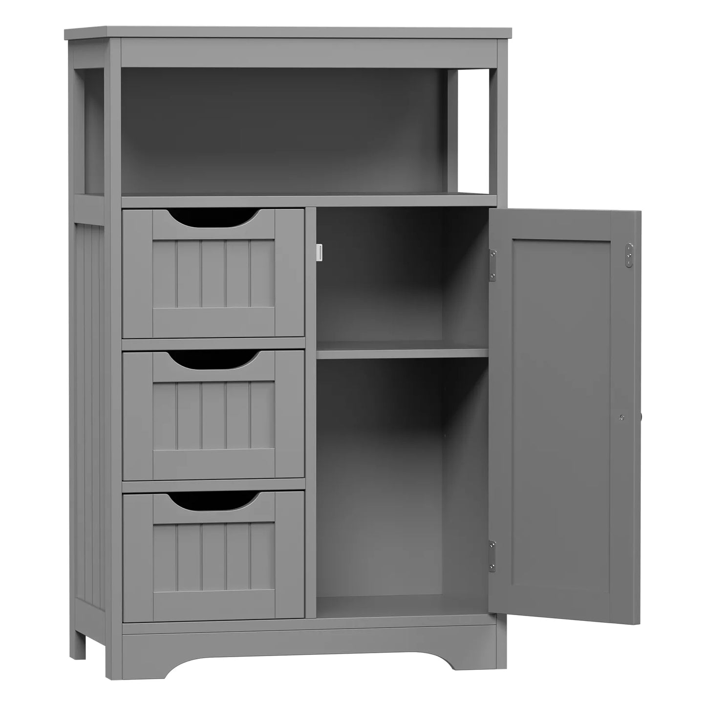 Gray Bathroom Storage Floor Cabinet with Adjustable Shelf