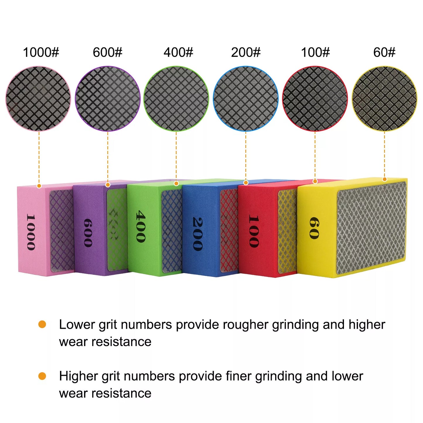 6-Pack Diamond Polishing Pads Sanding Blocks