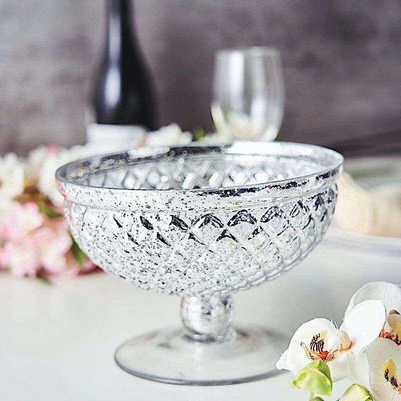 8" Mercury Glass Compote Vase Bowl