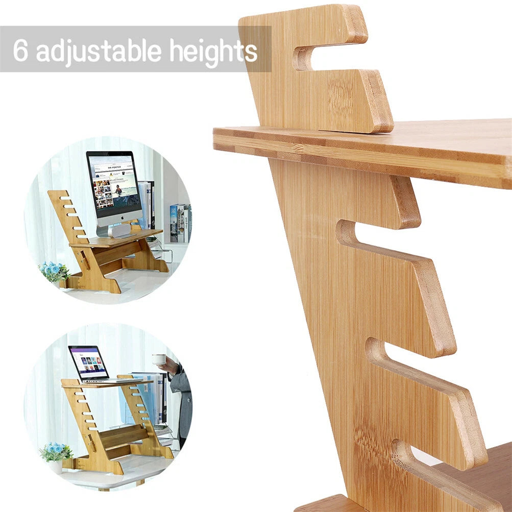 Adjustable Bamboo Standing Desk Converter