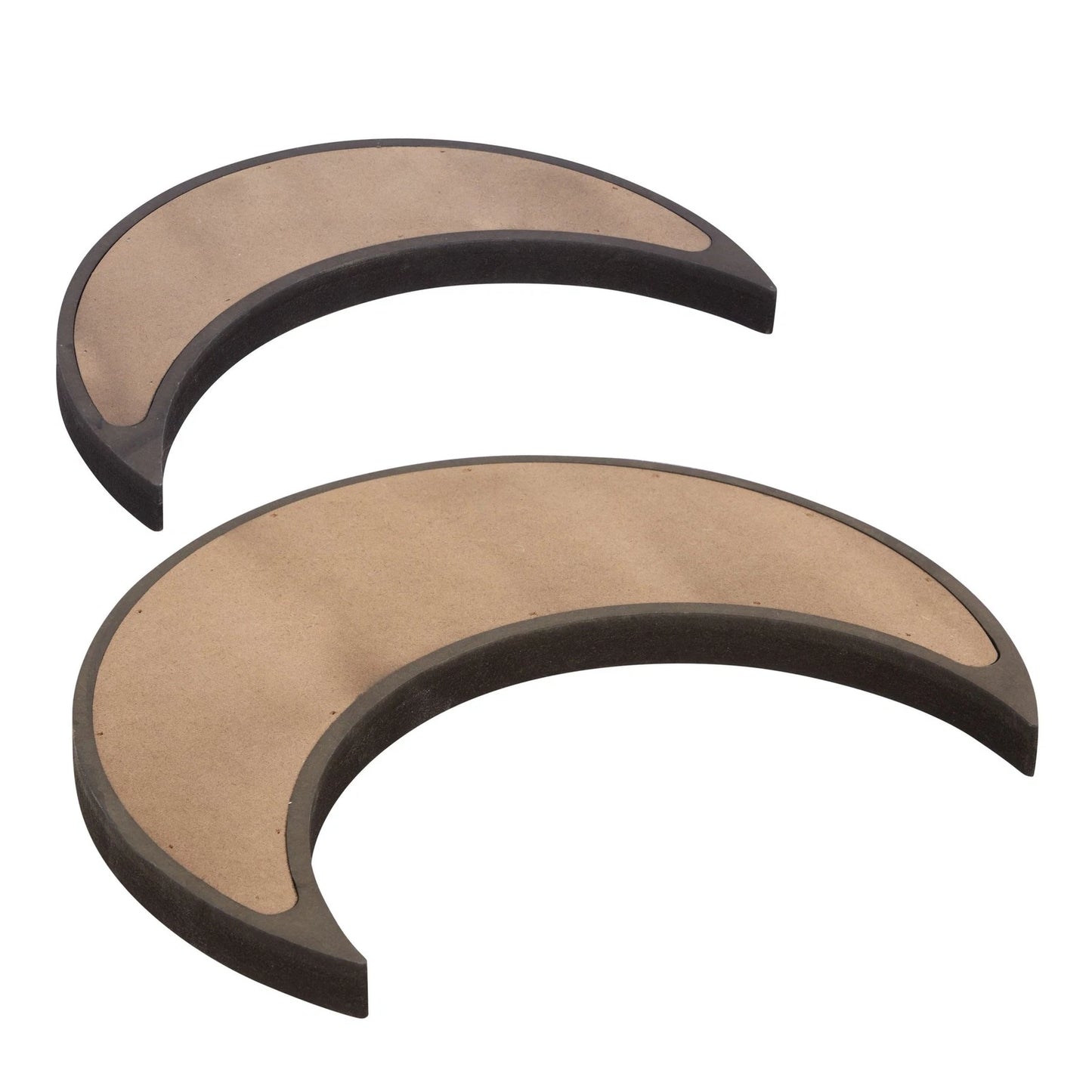 2-Piece Rustic Wood Crescent Moon Crystal Display Trays