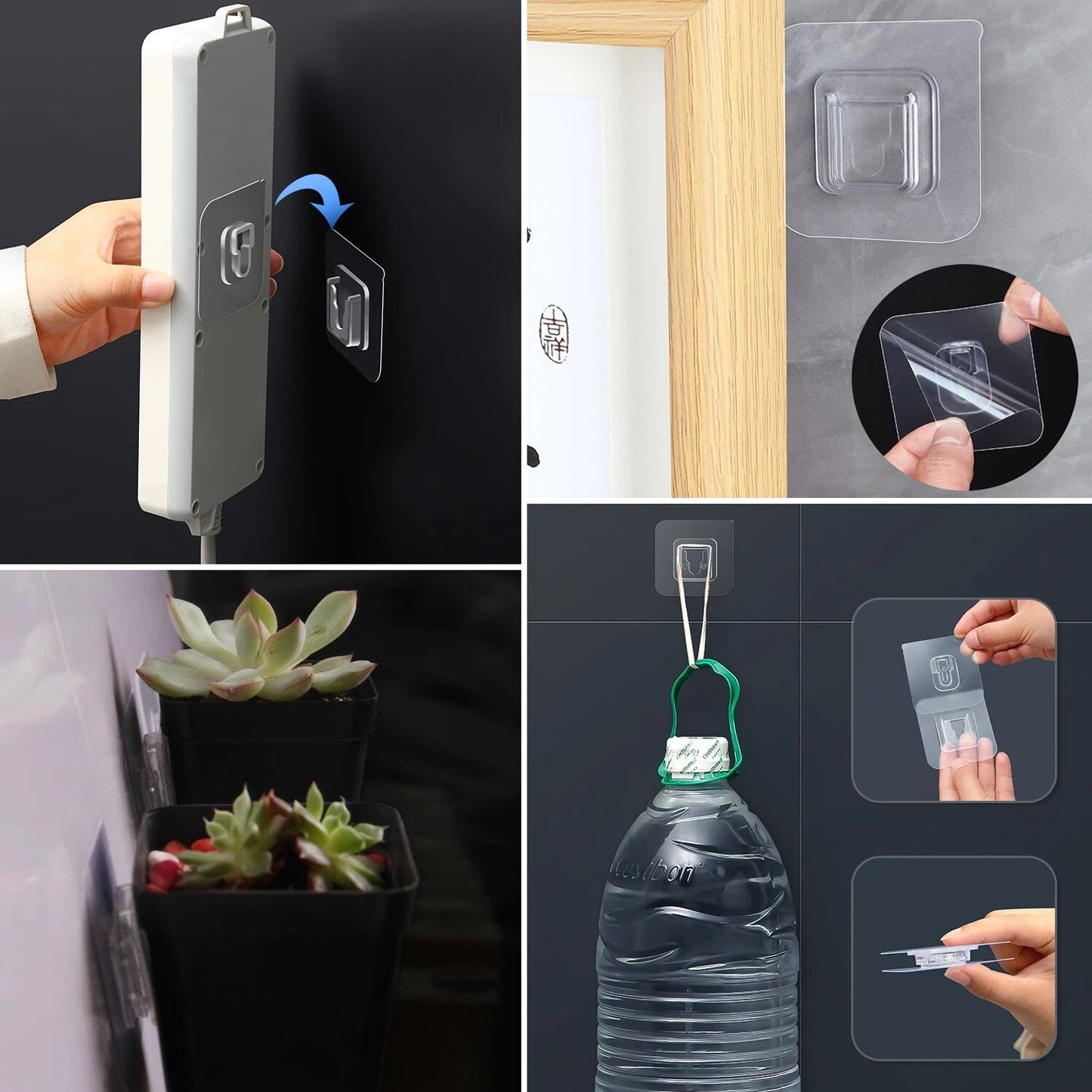 Double-Sided Adhesive Wall Utility Hooks with Suction Cup