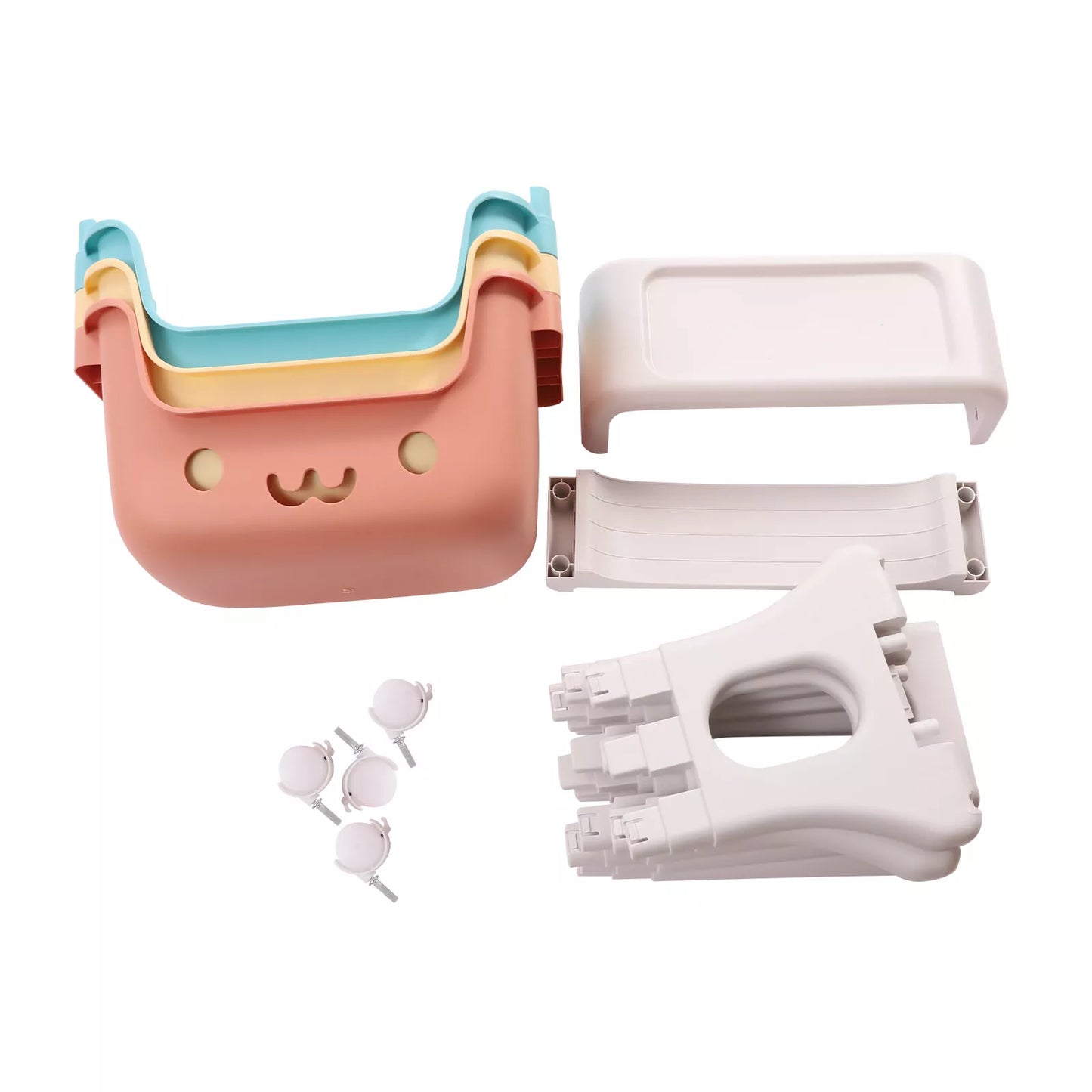 3-Tier Rolling Utility Cart with Smiley Face Design