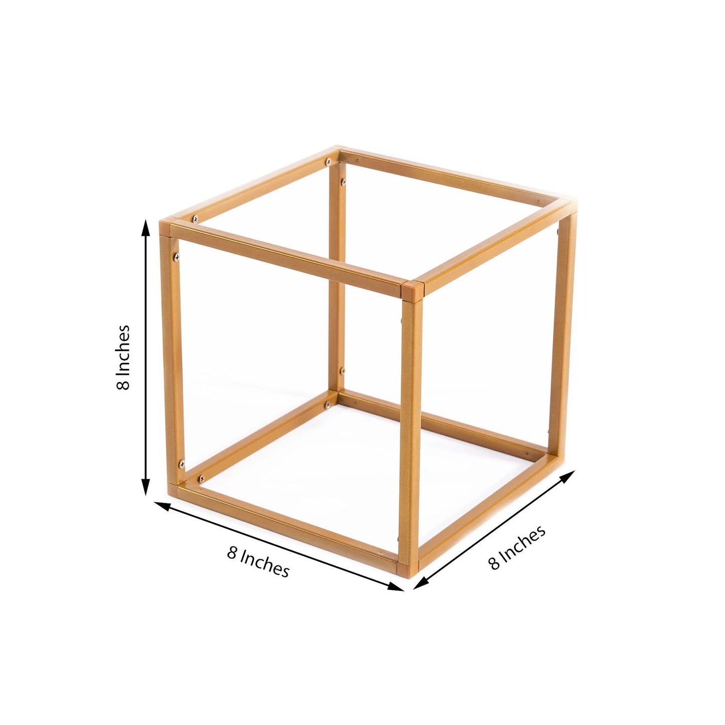 2 pcs 8" Matte Gold Geometric Cube Metal Stands