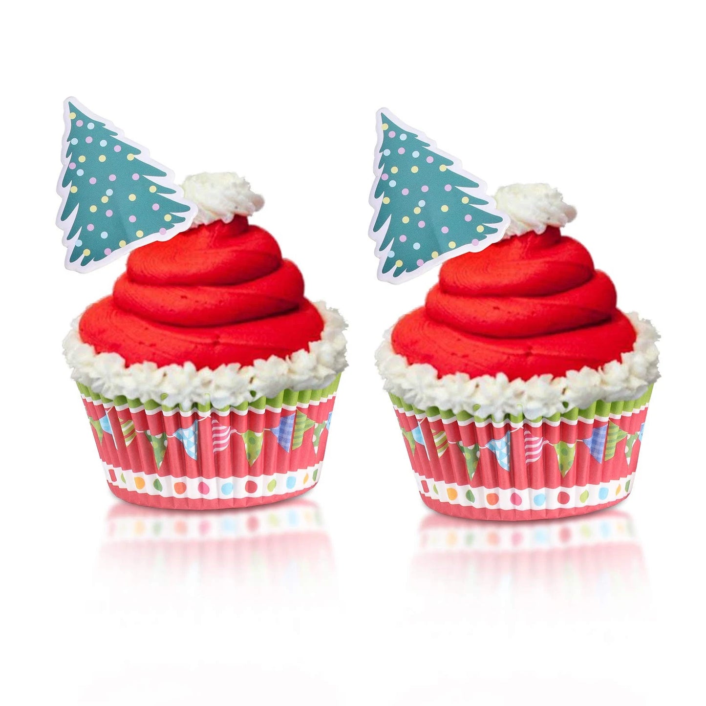 50 Pack Cupcake Muffin Liners with 50 Gingerbread Man Toppers