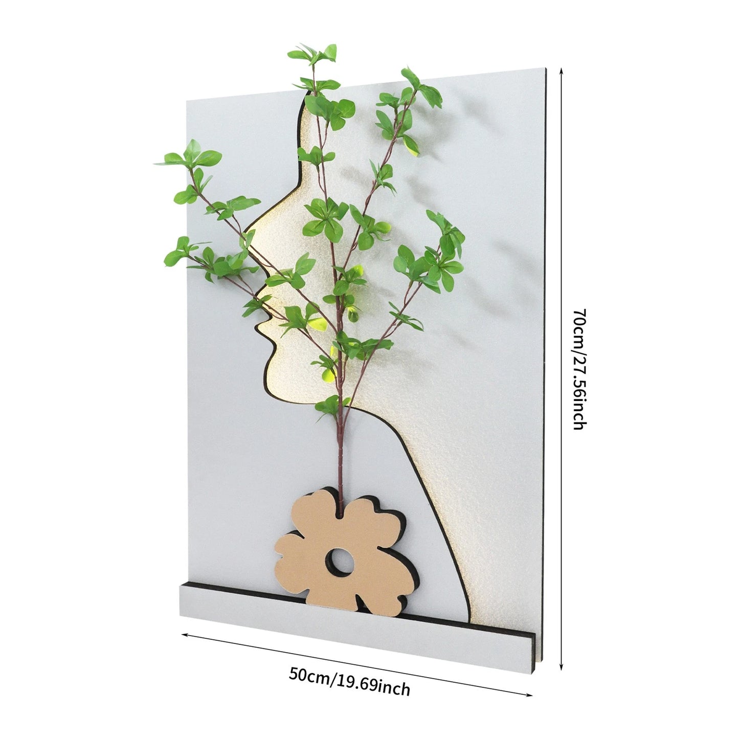 Wall-Mounted Sandstone Decor with LED & Simulated Plant