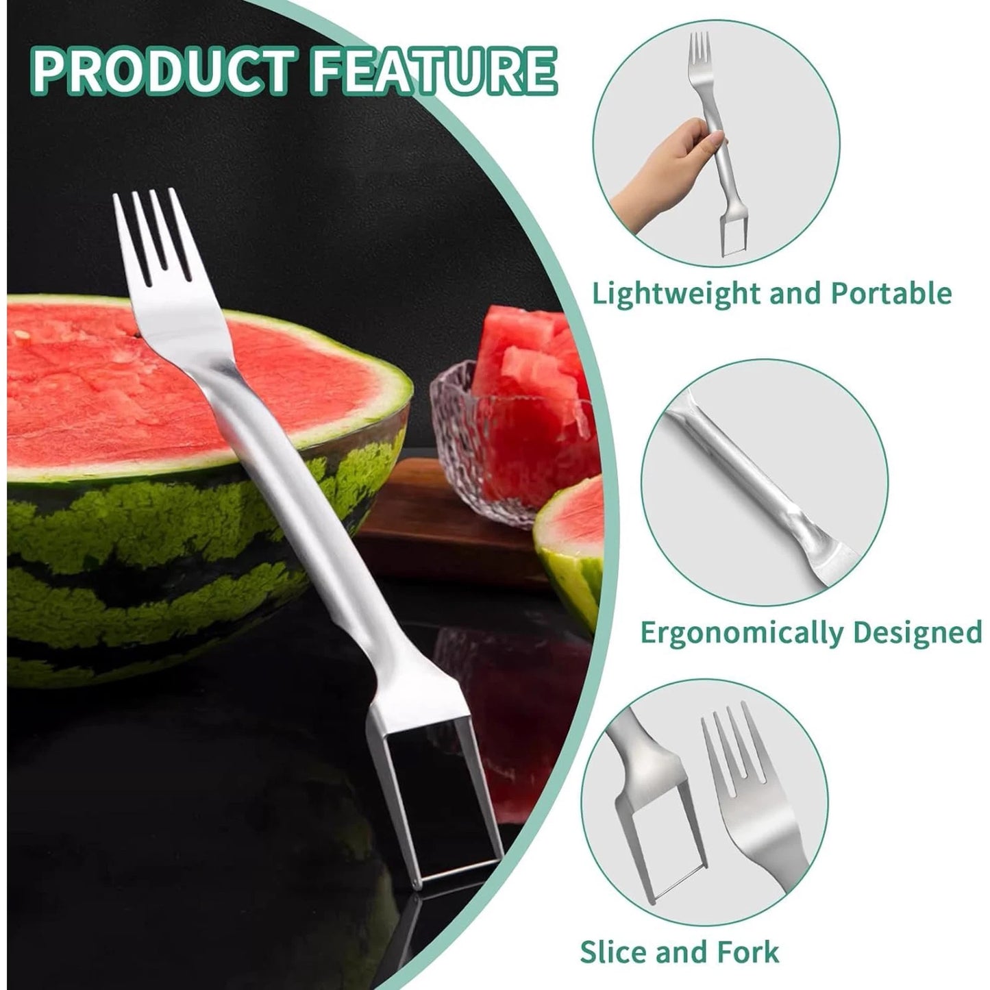Watermelon Slicer Cutter – 2-in-1 Fork & Stainless Steel