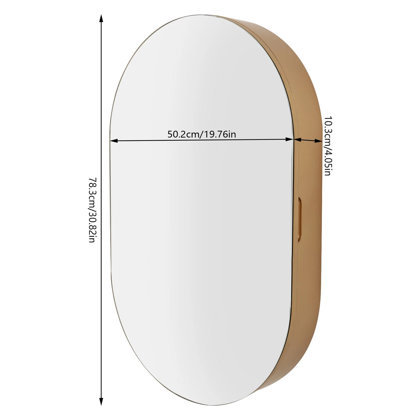 50.2*78.3cm Oval Bathroom Wall Storage Cabinet Mirror