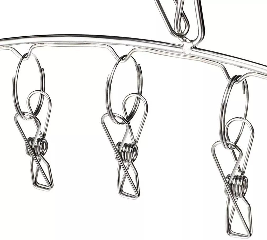 3-Pack Stainless Steel Laundry Drying Racks with 10 Clips
