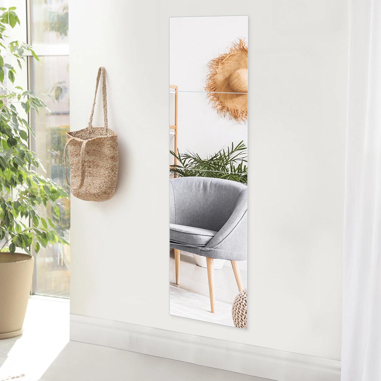 Full Length Mirror Tiles – 4PCS Frameless Wall Mirror Set