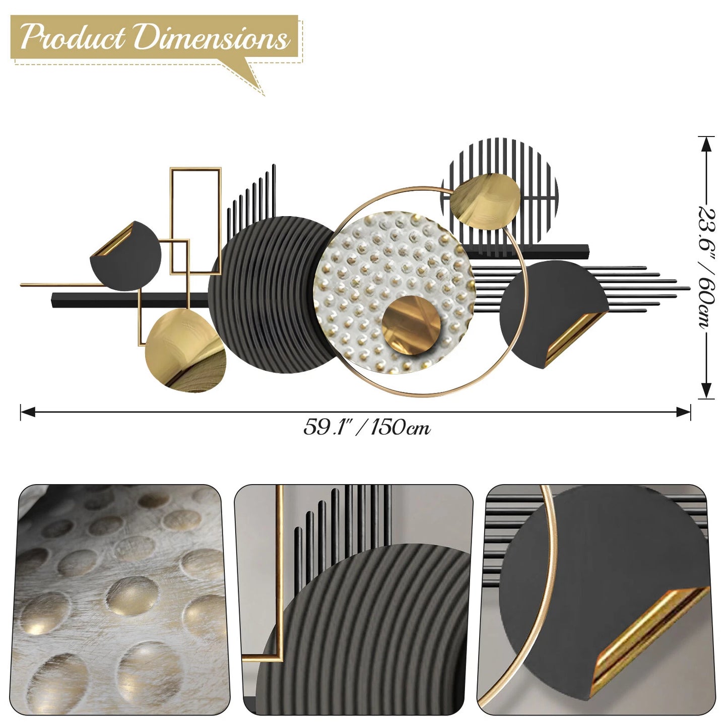 59" Abstract Metal Wall Art – Modern Minimalist Line Art