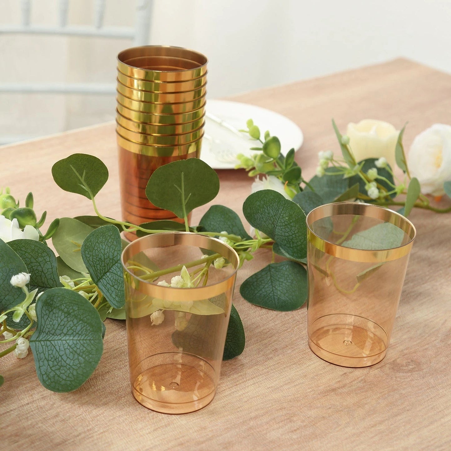 Home Collection 25-Pack Crystal Amber Gold Plastic Cups 10 oz