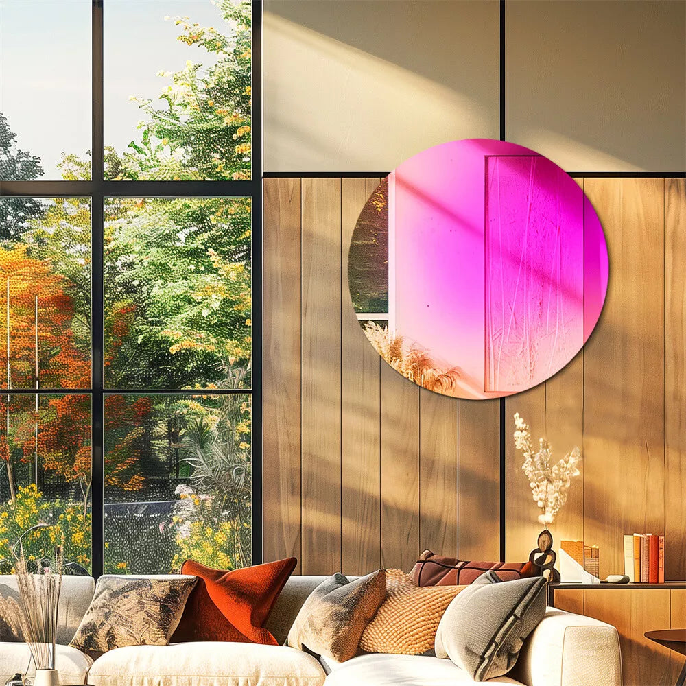 Round Wall Mirror with Iridescent Effect