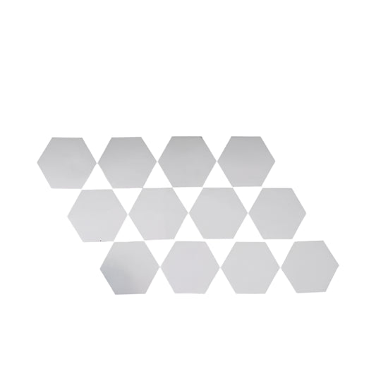 12 Silver Hexagon Acrylic Mirror Wall Decals