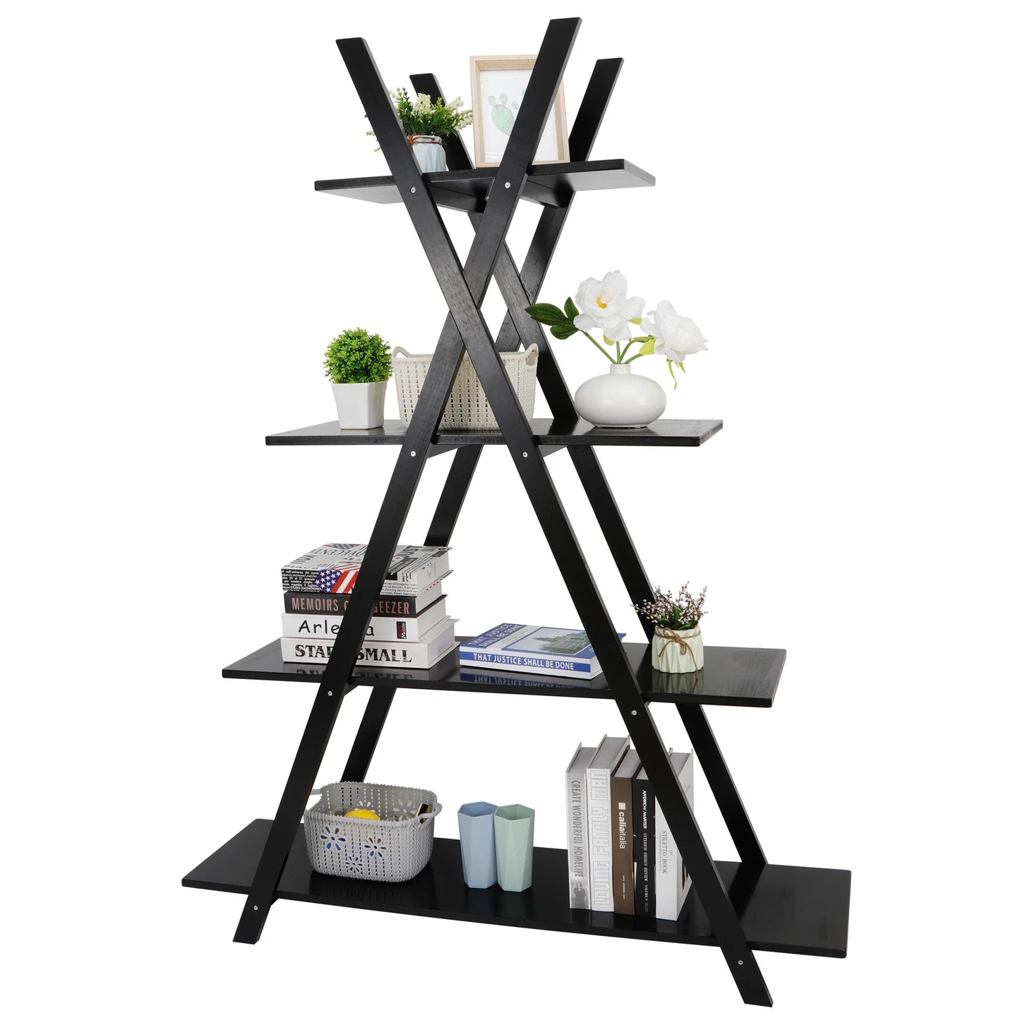 High-Quality 4-Tier A-Frame Ladder Bookshelf