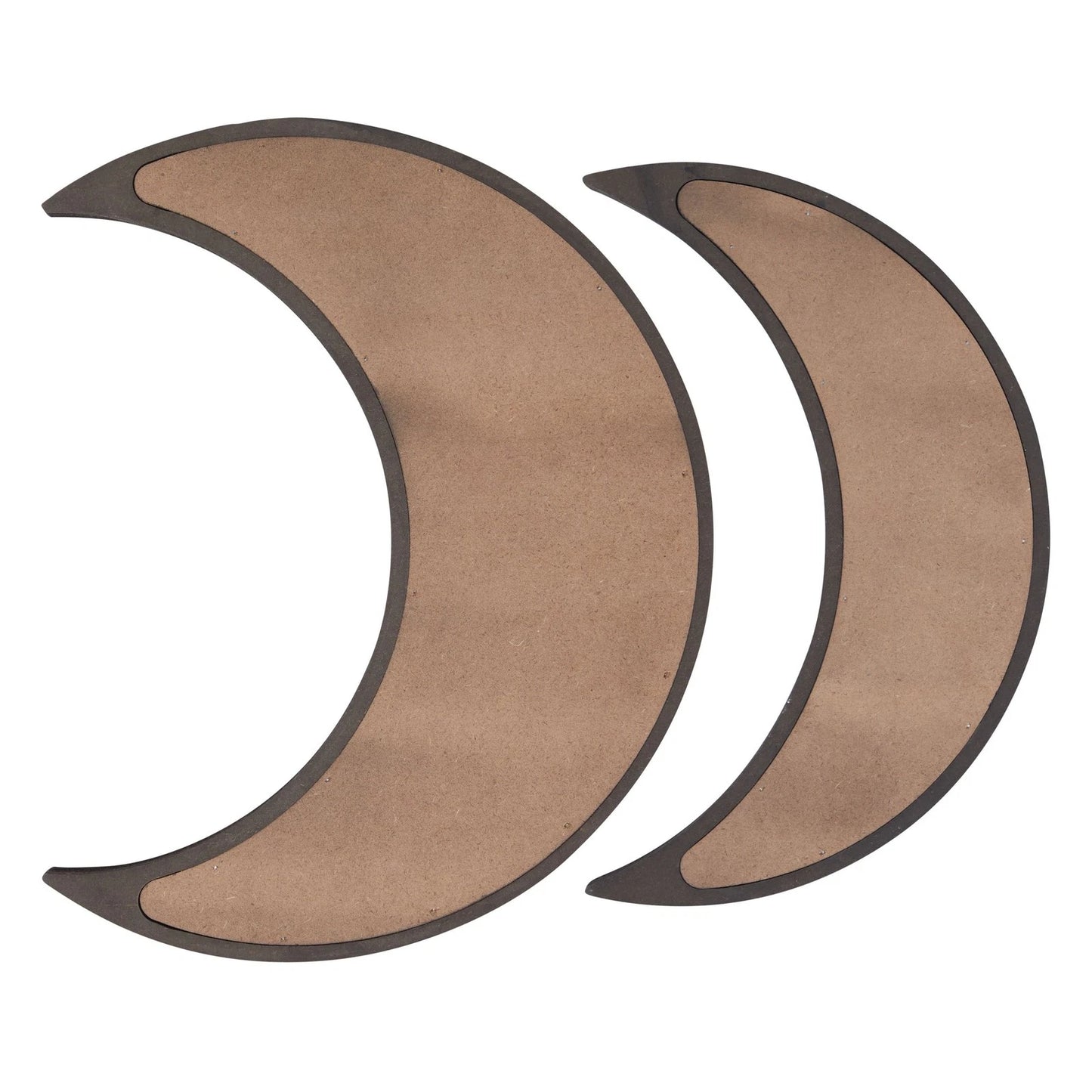 2-Piece Rustic Wood Crescent Moon Crystal Display Trays