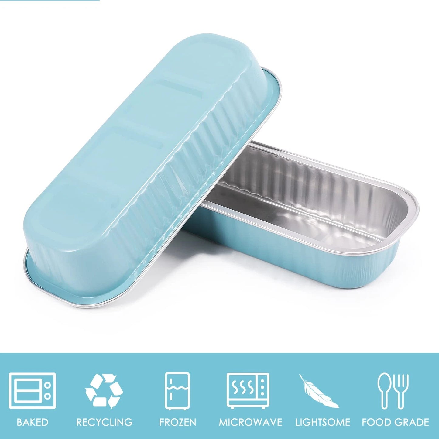 50-Pack 200ML Rectangular Disposable Aluminum Foil Cake Baking Boxes