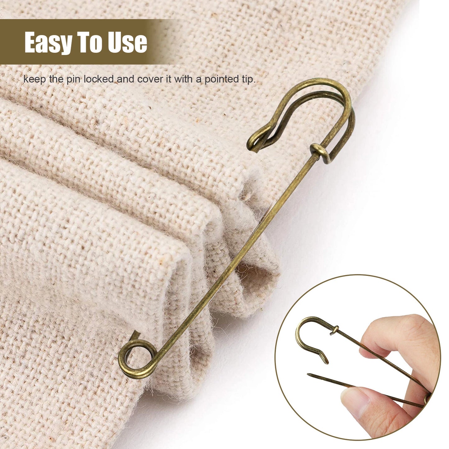60 Pcs Large Safety Pins – Heavy Duty Stainless Steel