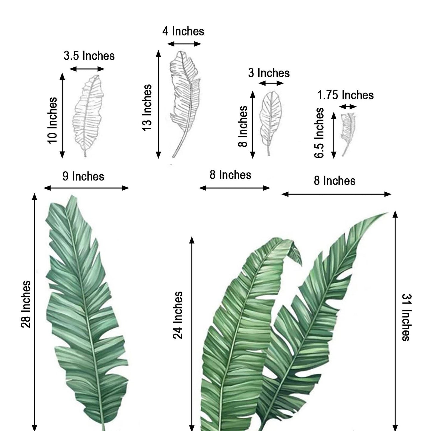 Green Tropical Banana Leaves Wall Stickers