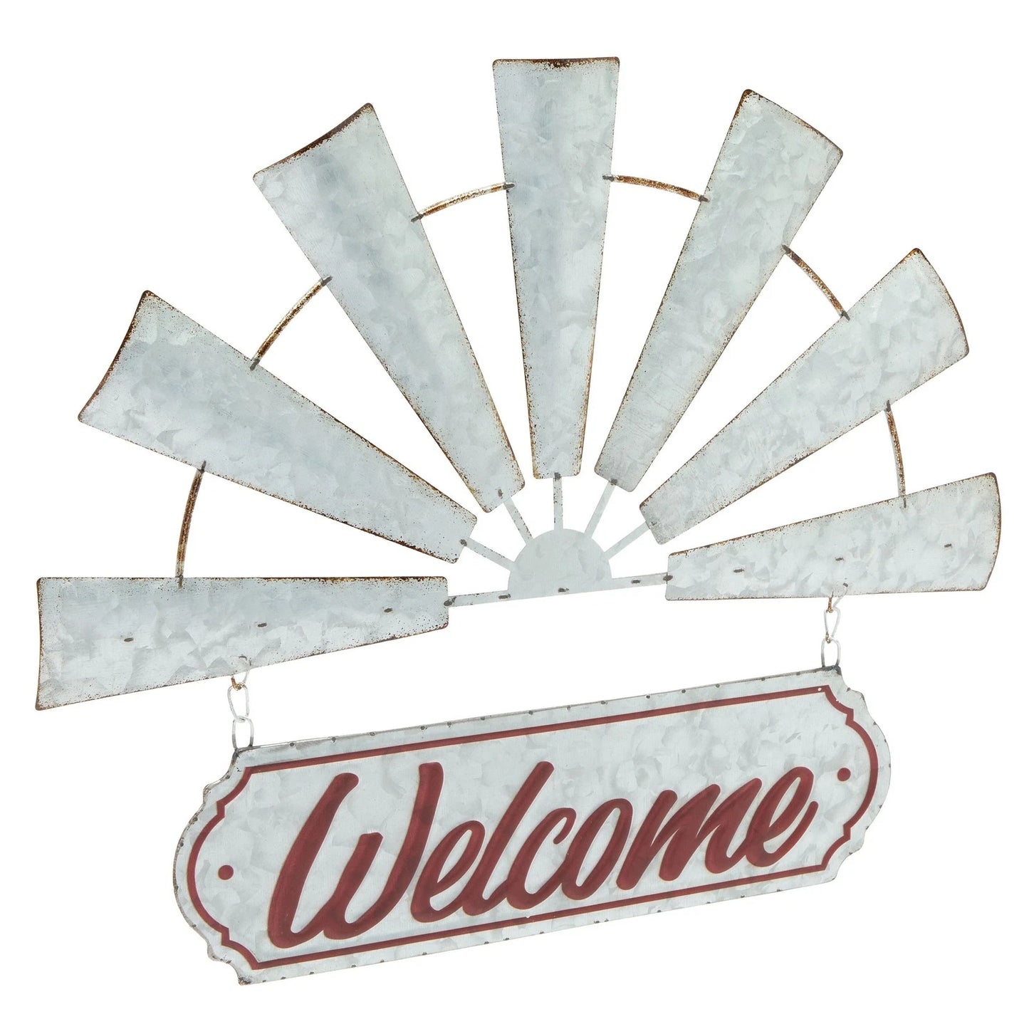 Rustic Farmhouse Welcome Sign with Windmill Design