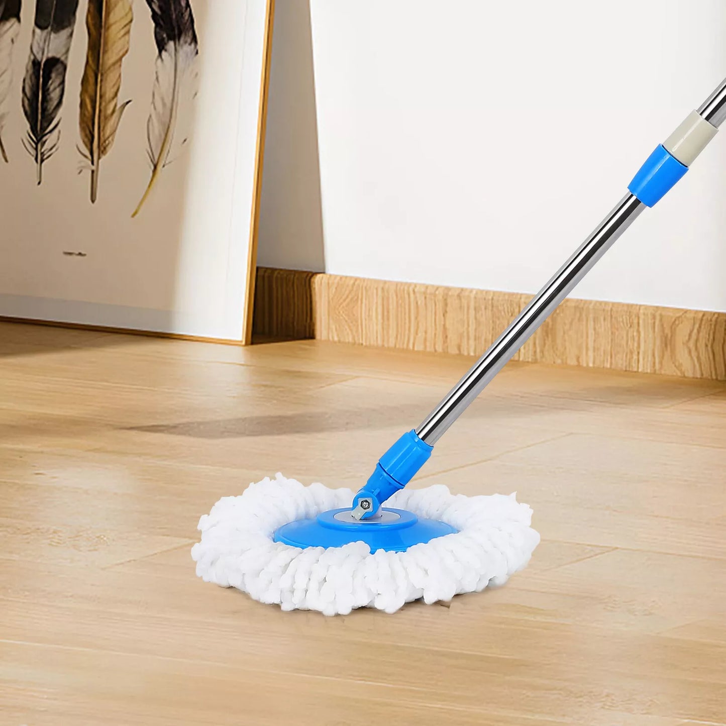 360° Spinning Mop Handle Replacement with 2 Microfiber Mop Heads