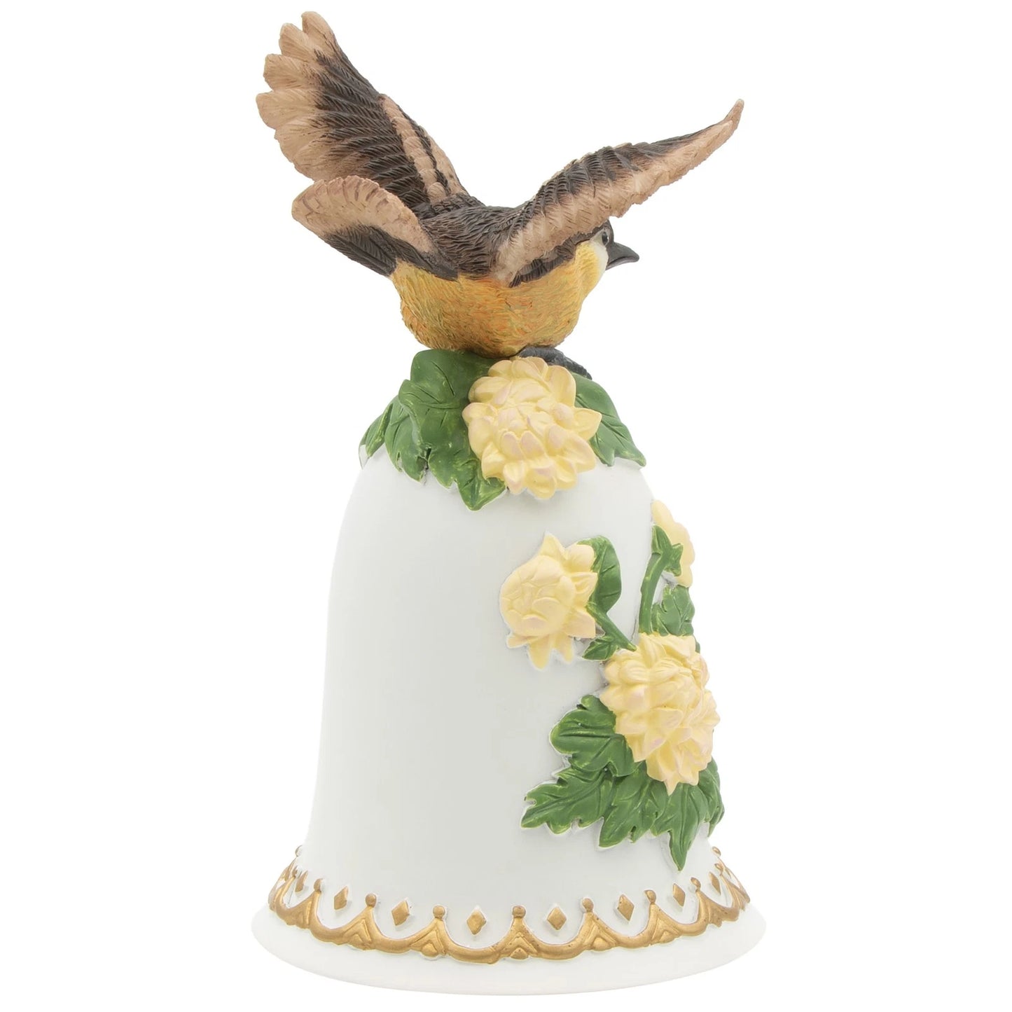 Greensleeves 6" Ceramic Wind-Up Musical Bell with Brown & Yellow Wren