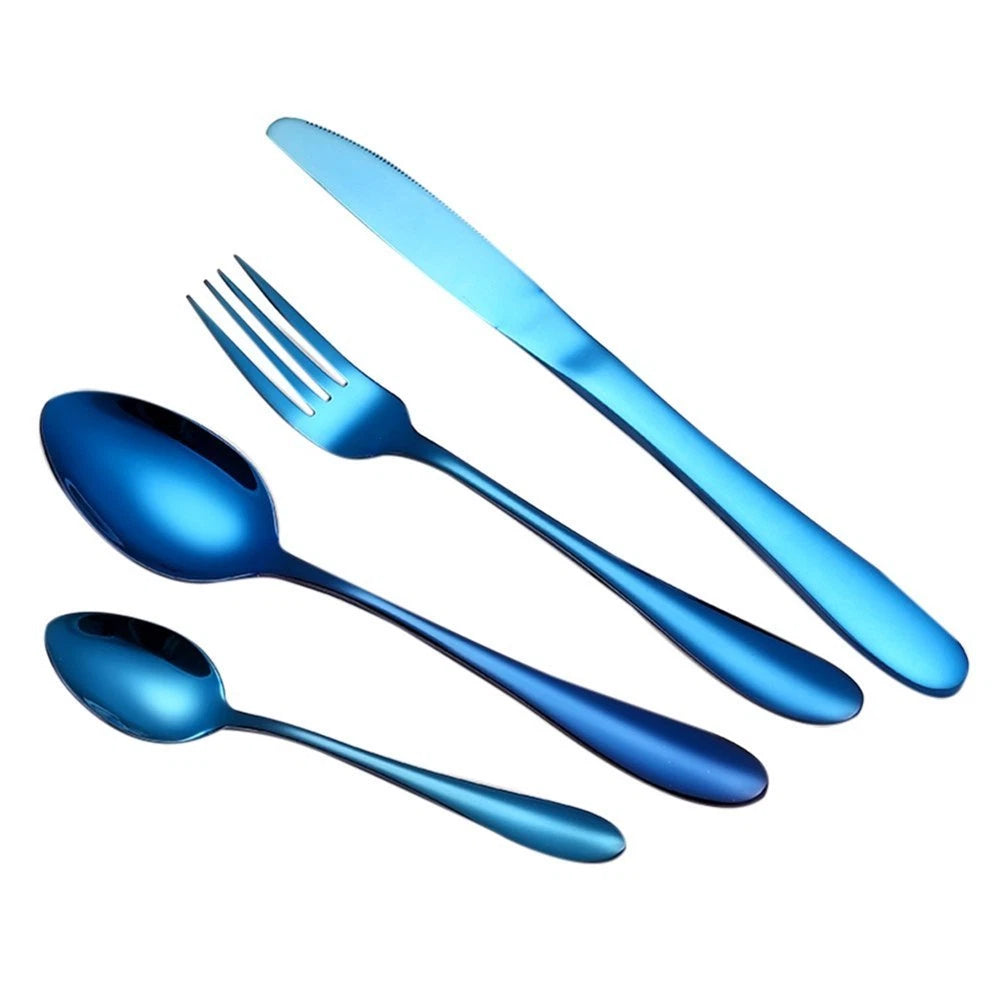 8-Piece Blue Stainless Steel Flatware Set