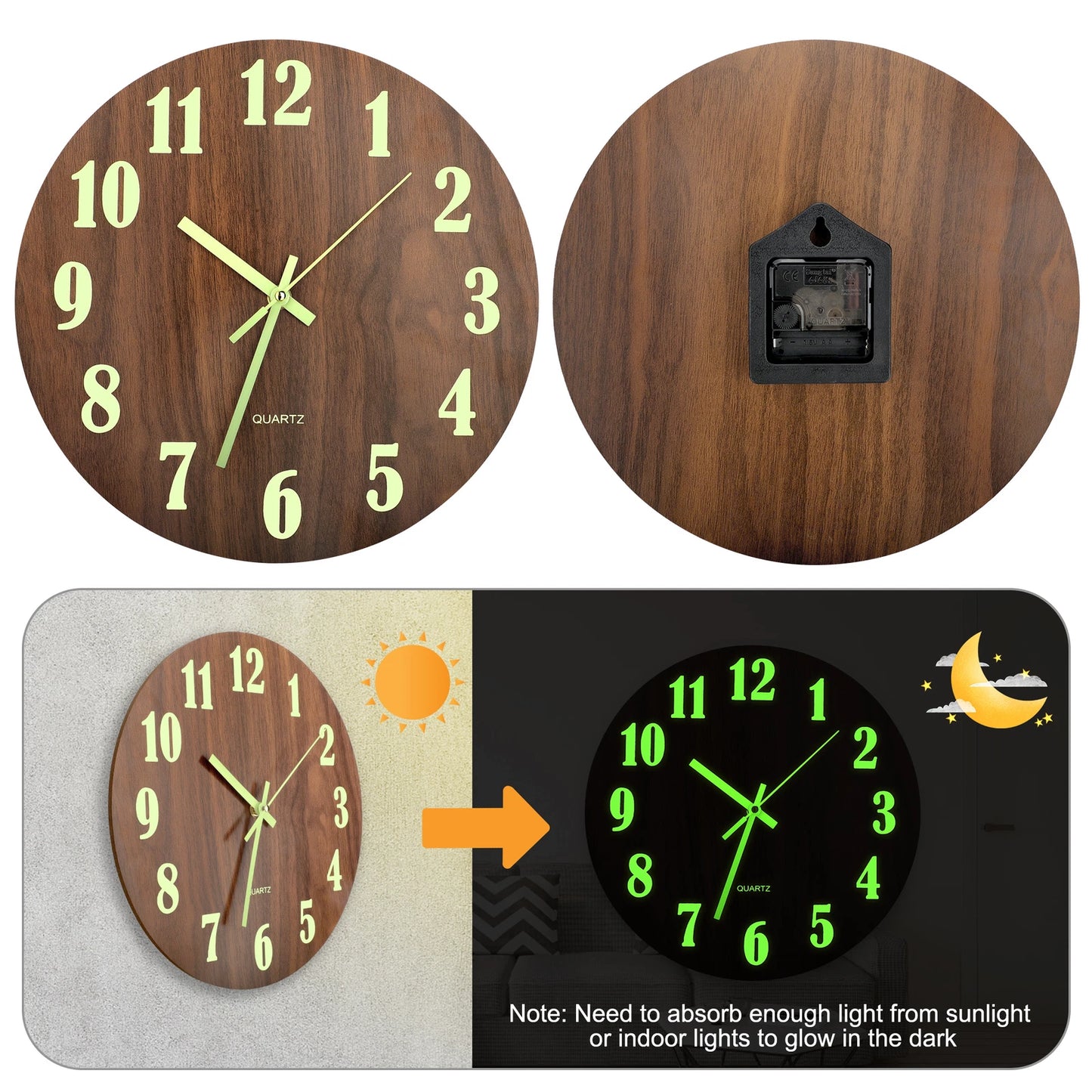Large 12-Inch Modern Battery Wall Clock