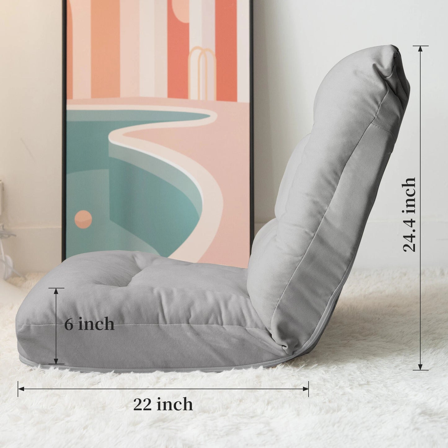 Folding Floor Chair with Back Support & Pillow