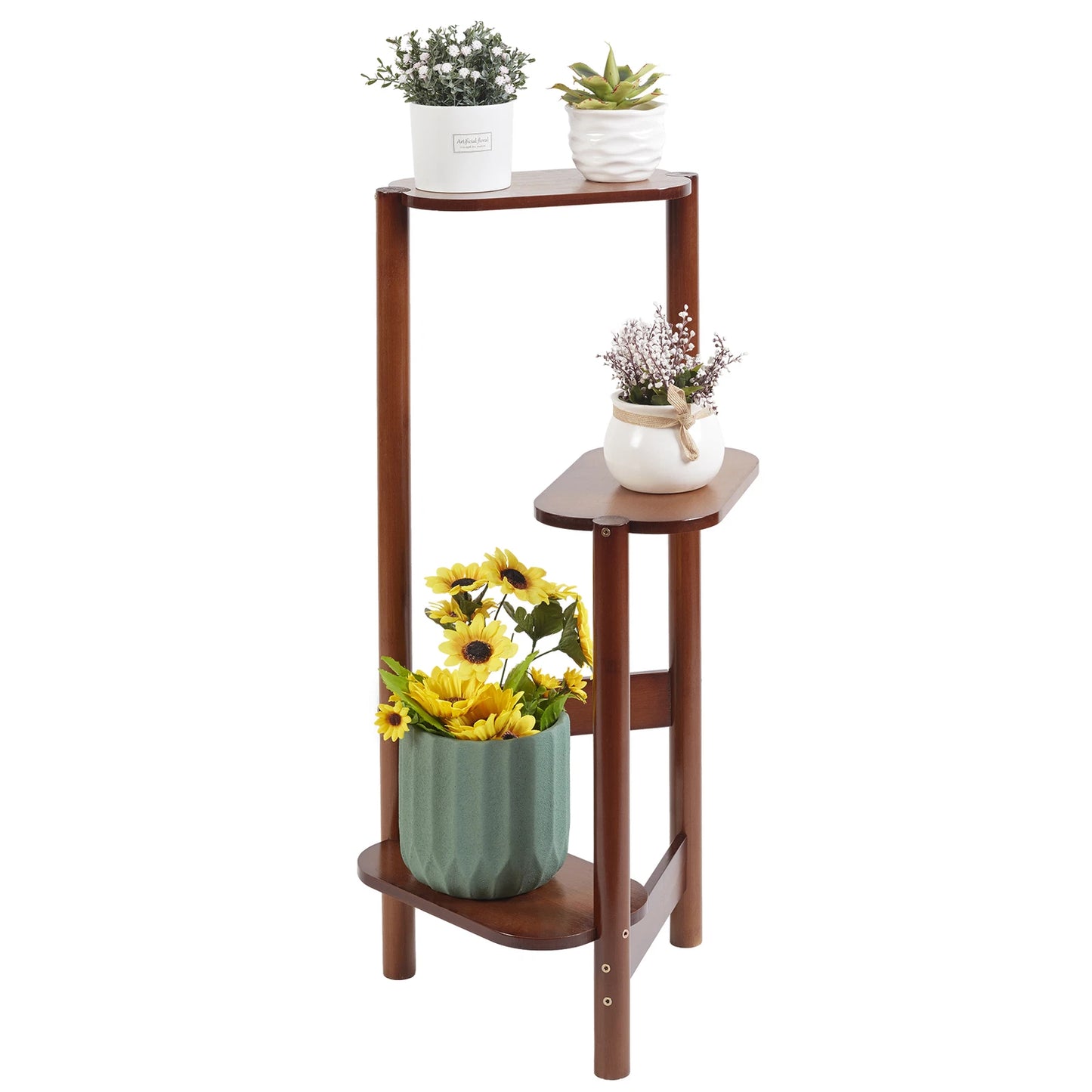 3-Tier Bamboo Corner Plant Stand Display Shelf
