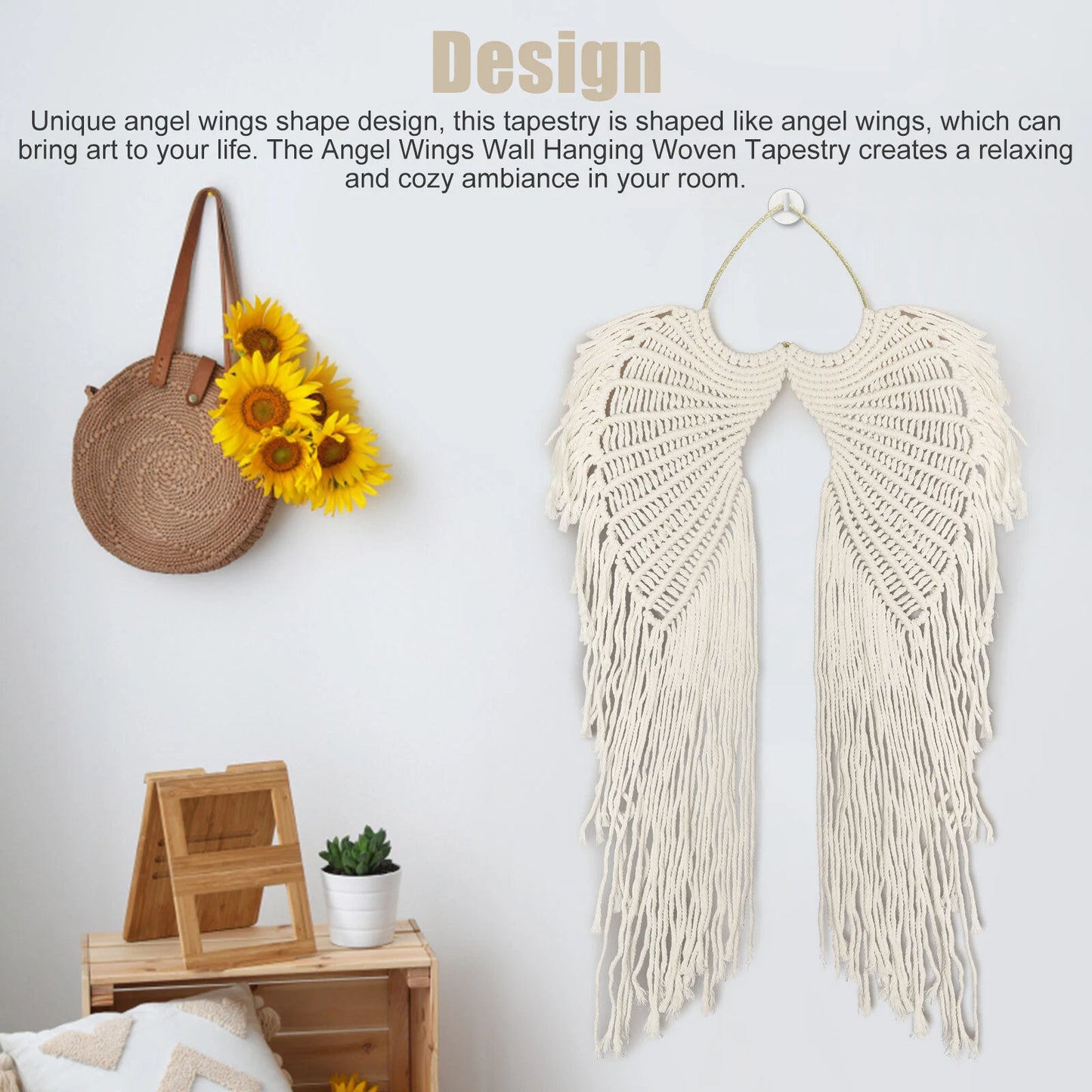 Macrame Boho Angel Wings Wall Hanging