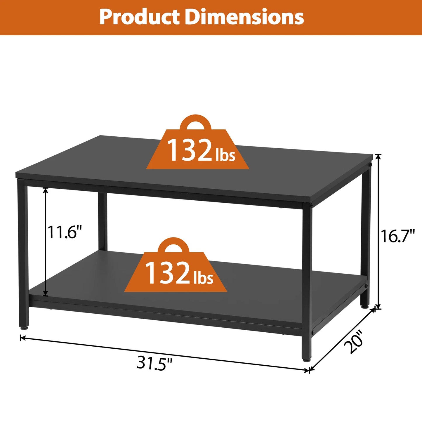 Coffee Table with Open Storage Shelf
