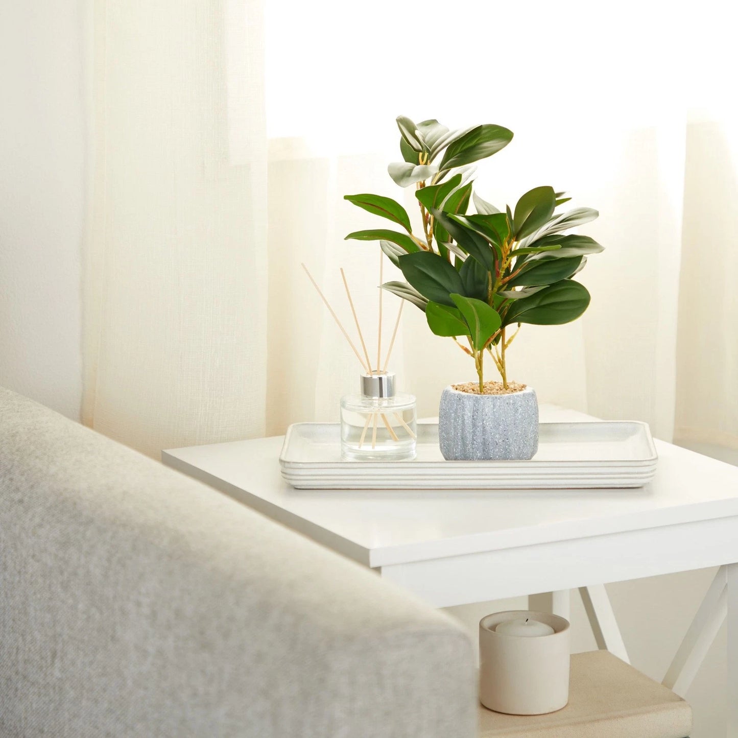 Artificial Potted Plant with Grey Cement Planter