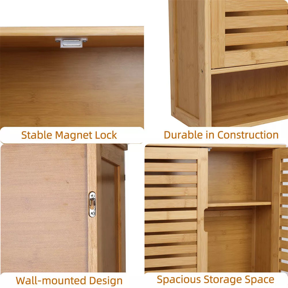 3 Tier Bamboo Wall-Mounted Medicine Cabinet