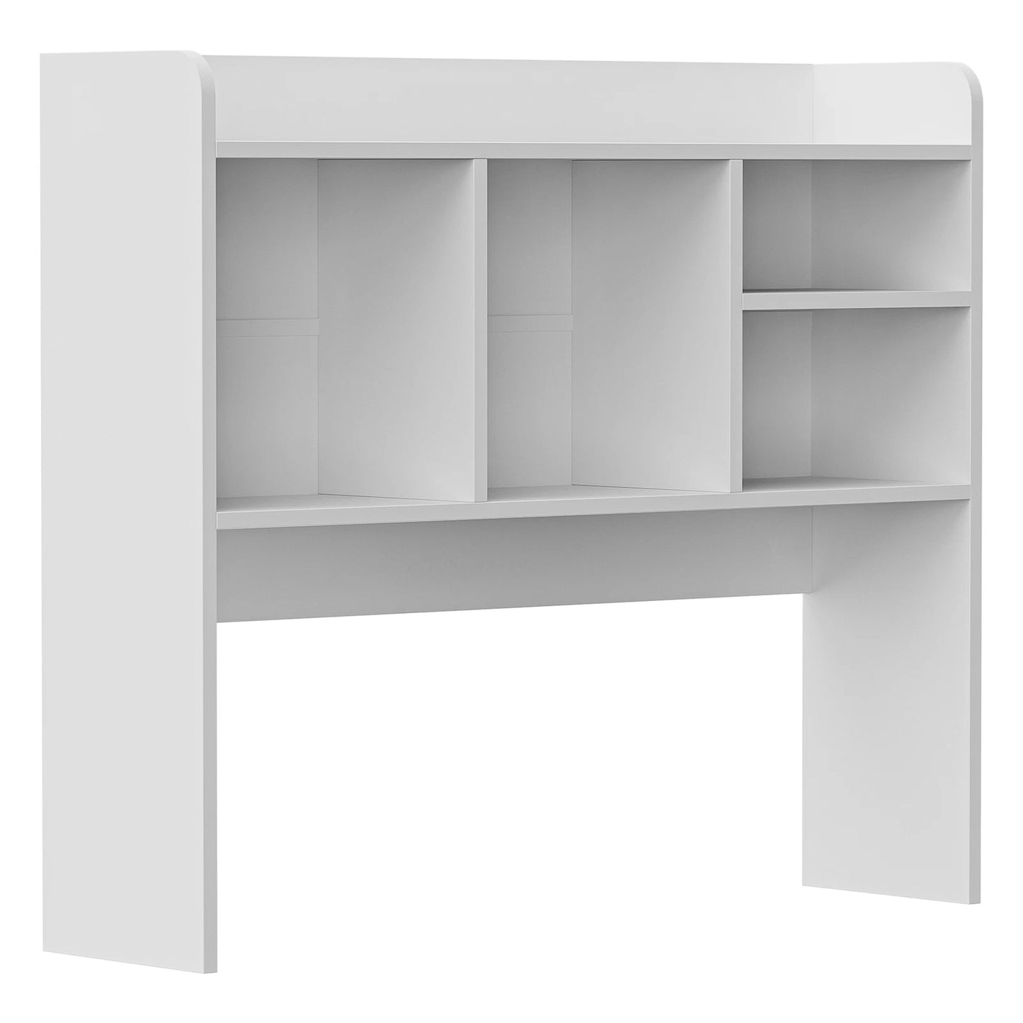 White Desktop Bookshelf Organizer with 4 Cubbies and Bottom Shelf